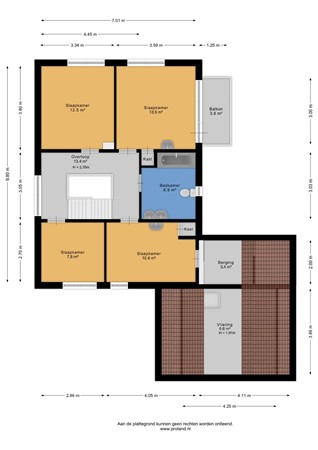 Plattegrond - Waezenburglaan 88, 9351 HG Leek - Eerste verdieping - 2D.jpg